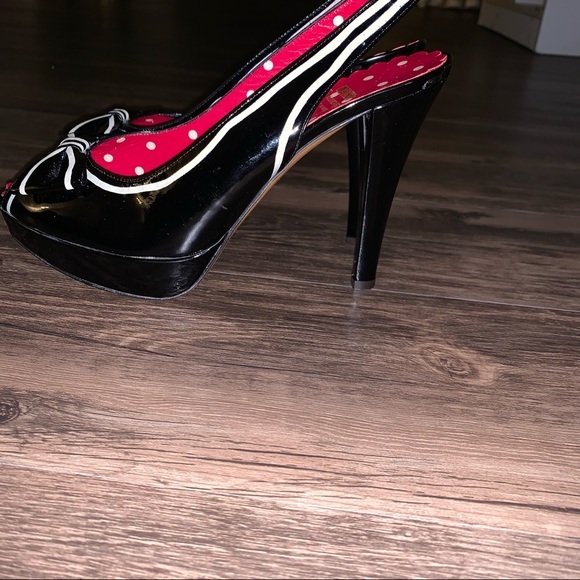 Moschino Slingback Peep toe Platform Heels In Black Size 8 - Picture 9 of 12